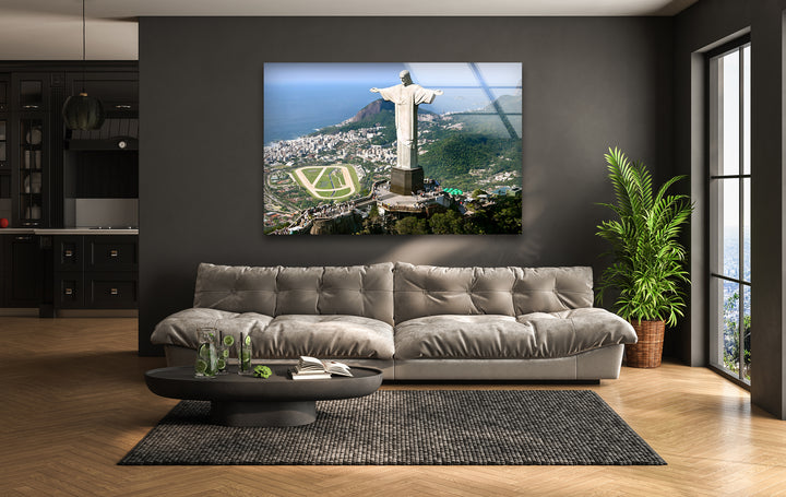 Glaswandkunst Christus der Erlöser – Majestätisches Wahrzeichen von Rio mit Panoramablick