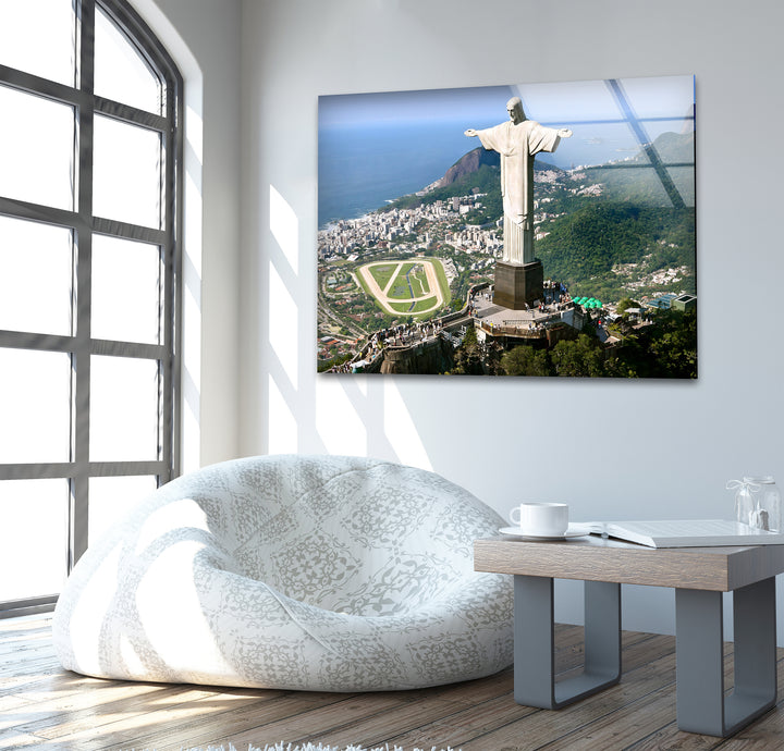 Glaswandkunst Christus der Erlöser – Majestätisches Wahrzeichen von Rio mit Panoramablick
