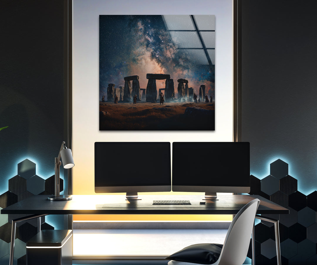 Stonehenge unter den Sternen – Glaswandkunst – Himmlische Landschaft
