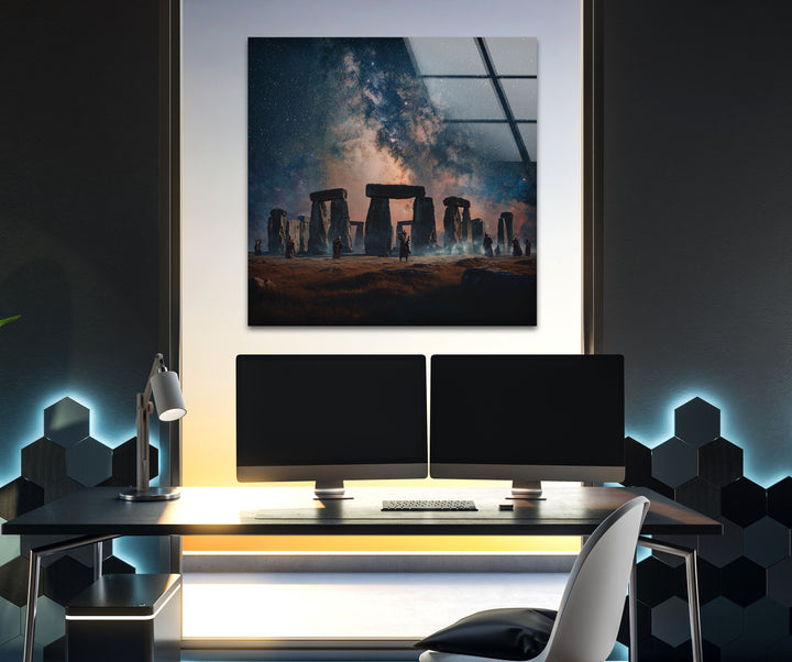 Stonehenge unter den Sternen – Glaswandkunst – Himmlische Landschaft