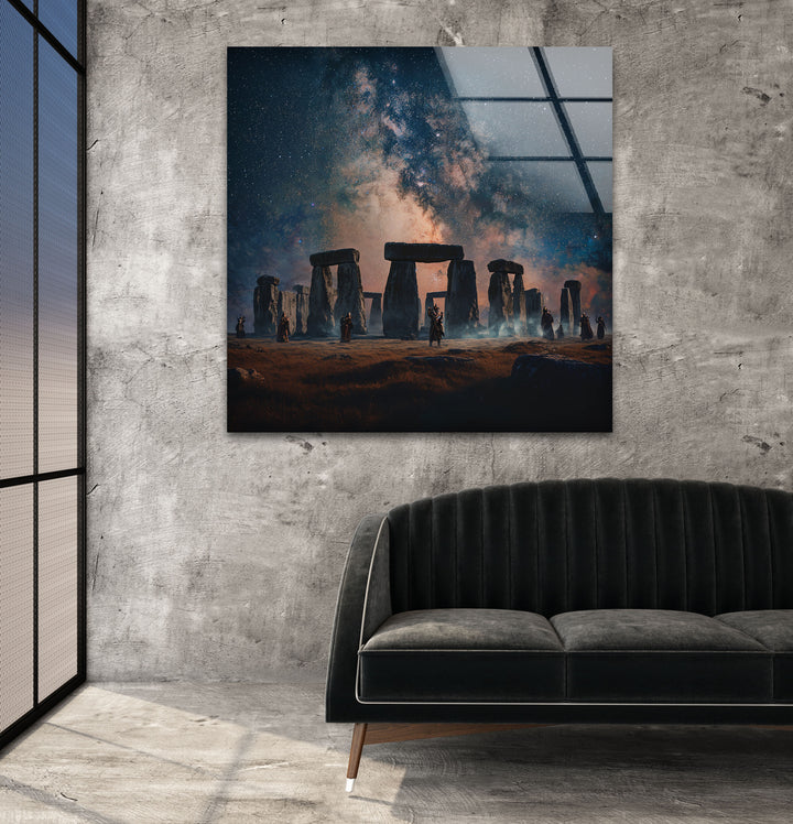Stonehenge unter den Sternen – Glaswandkunst – Himmlische Landschaft