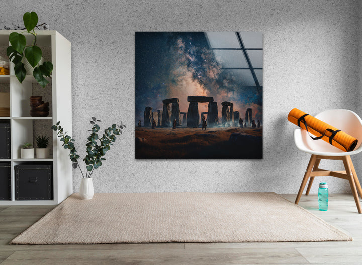 Stonehenge unter den Sternen – Glaswandkunst – Himmlische Landschaft