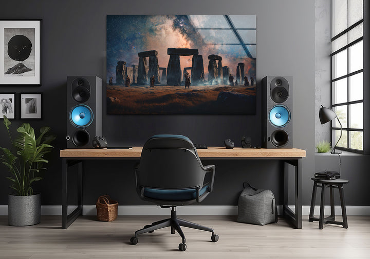 Stonehenge unter den Sternen – Glaswandkunst – Himmlische Landschaft