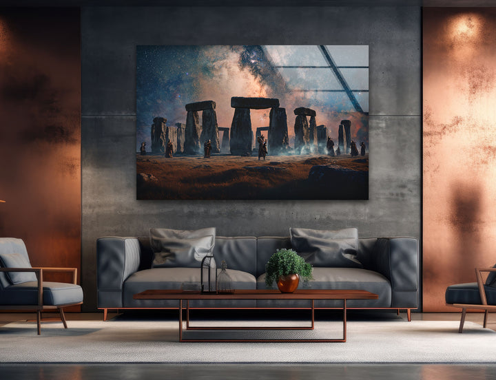 Stonehenge unter den Sternen – Glaswandkunst – Himmlische Landschaft