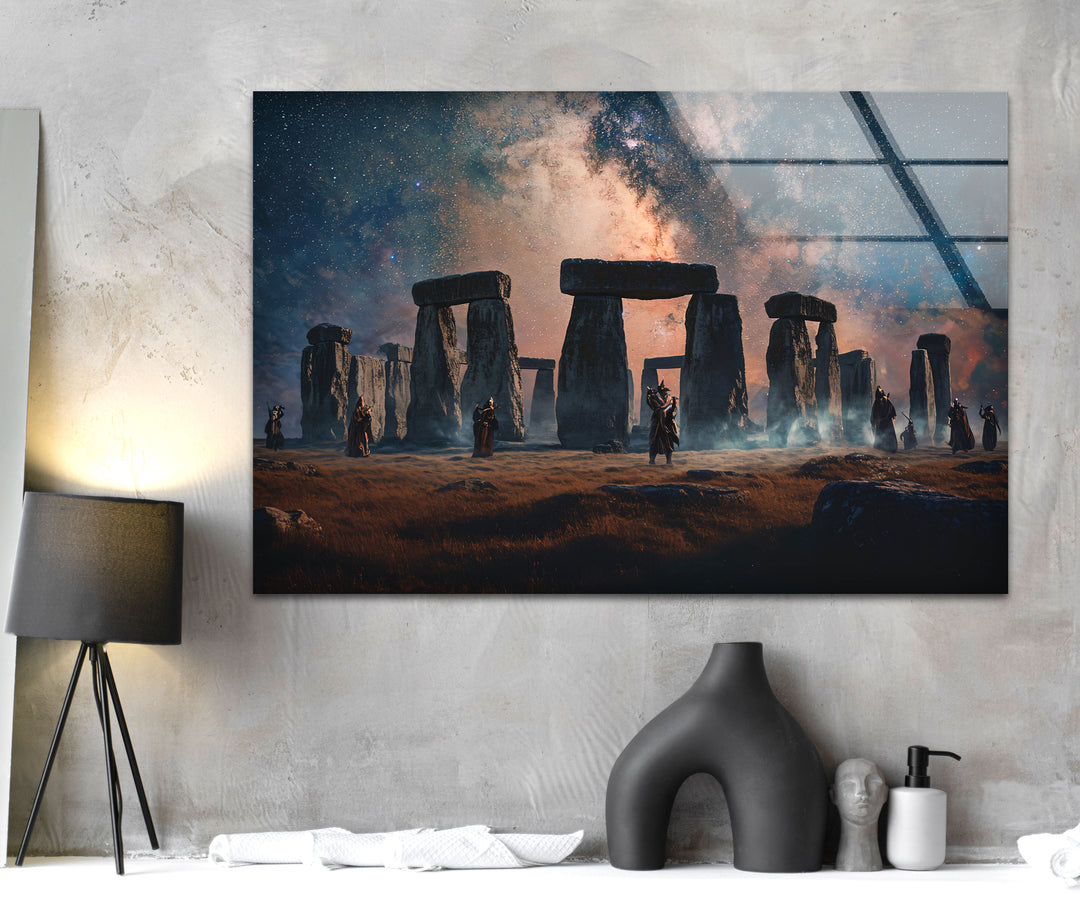 Stonehenge unter den Sternen – Glaswandkunst – Himmlische Landschaft