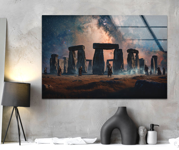 Stonehenge unter den Sternen – Glaswandkunst – Himmlische Landschaft