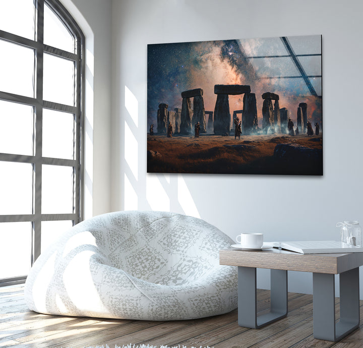 Stonehenge unter den Sternen – Glaswandkunst – Himmlische Landschaft
