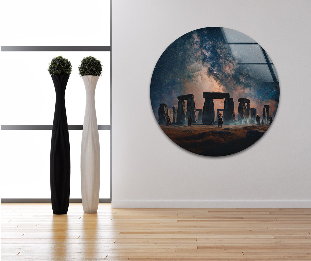 Stonehenge unter den Sternen – Glaswandkunst – Himmlische Landschaft