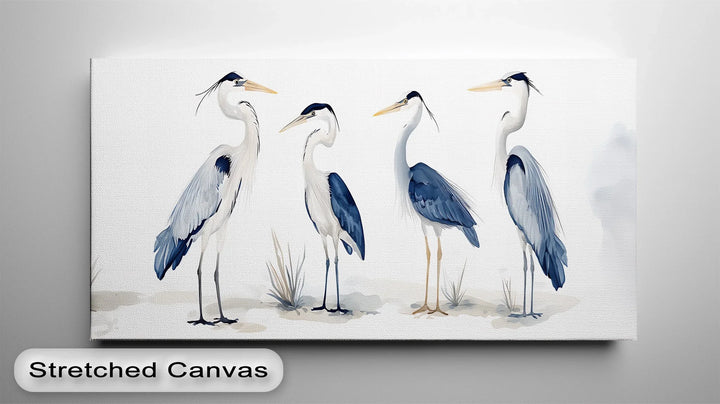 Blue Heron Quartet – Minimalist Bird Illustration Canvas Print - MyPhotoStation