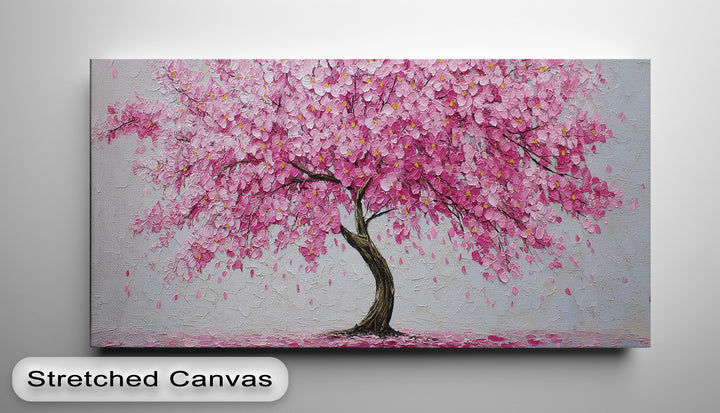 Textured Blossoms – Pink Flowering Tree Canvas Print