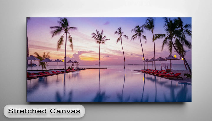 Sunset Over Infinity Pool - Landscape Canvas Print