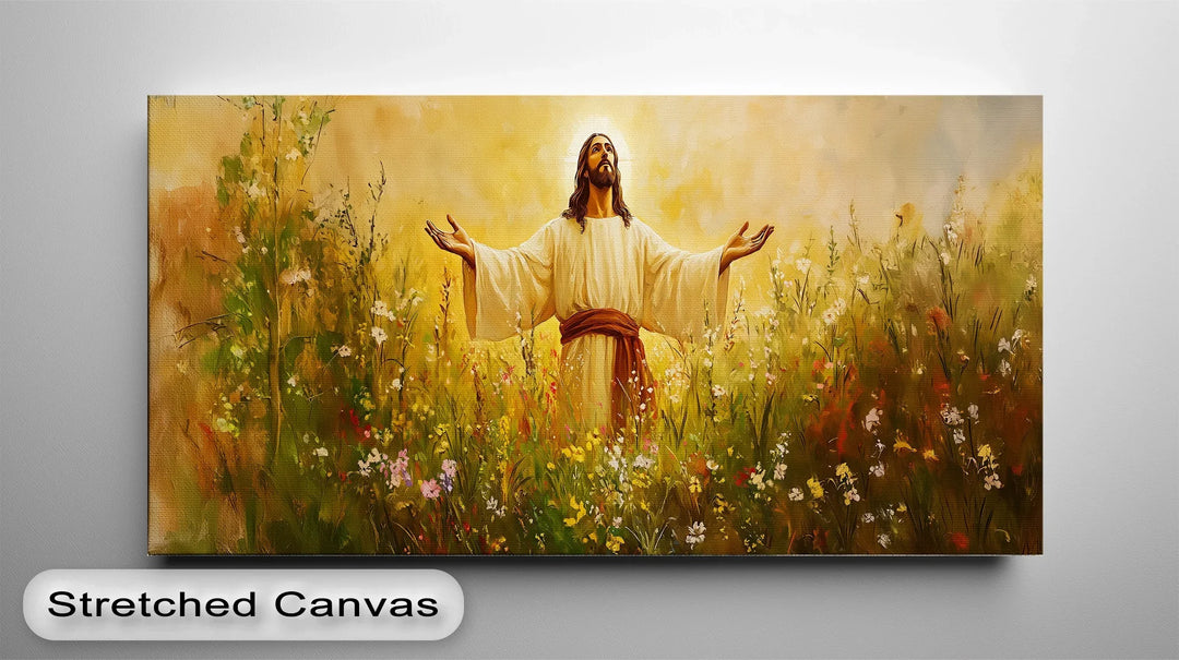 Radiating faith and light, this Jesus canvas print brings spiritual beauty to any wall.

