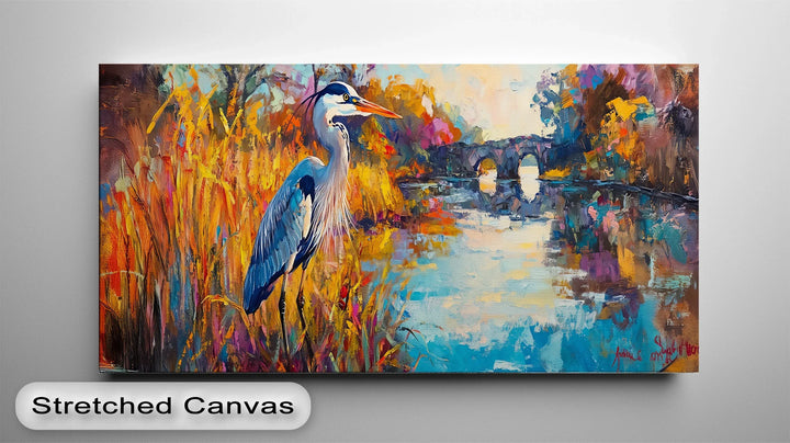 Colorburst River Heron – Abstract Landscape Canvas Print - MyPhotoStation