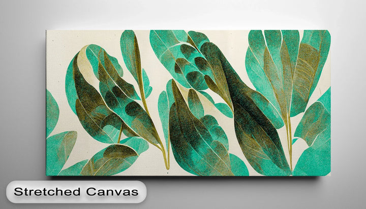 Tropical Motion – Teal and Olive Leaf Abstract Canvas Print - MyPhotoStation