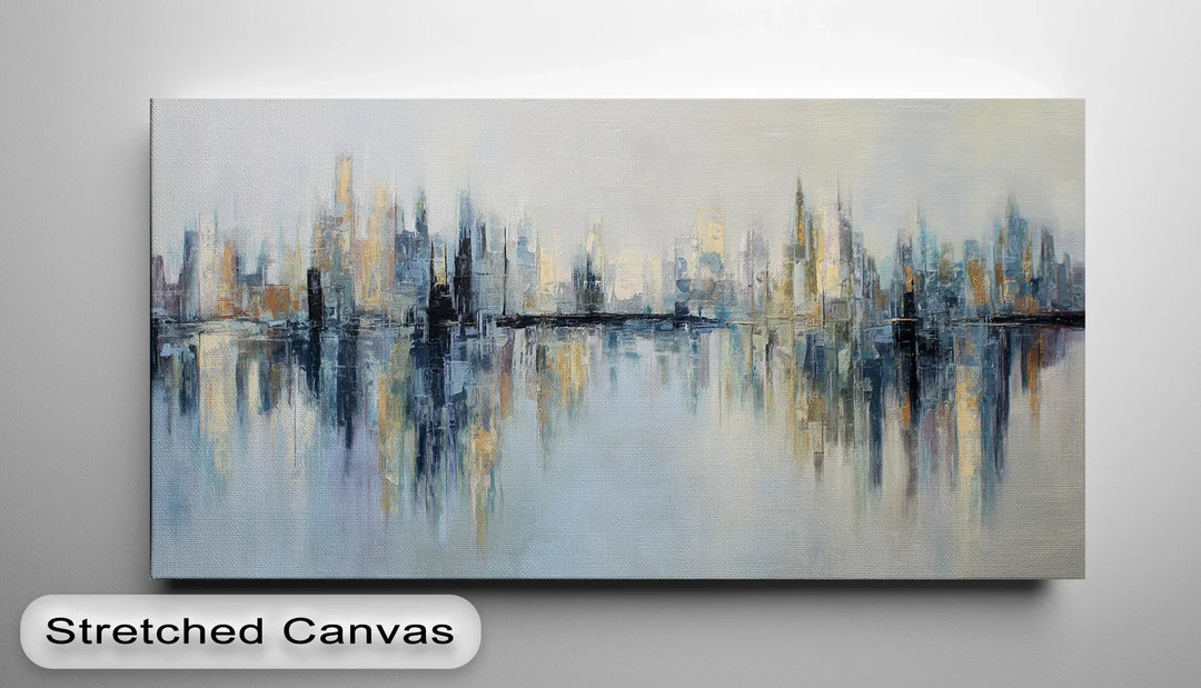 Urban Reflections – Abstract Cityscape with Soft Skyline Tones Canvas Print - MyPhotoStation