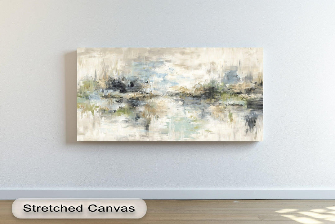 Contemporary abstract canvas print inspired by nature and reflection themes
