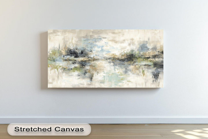 Contemporary abstract canvas print inspired by nature and reflection themes
