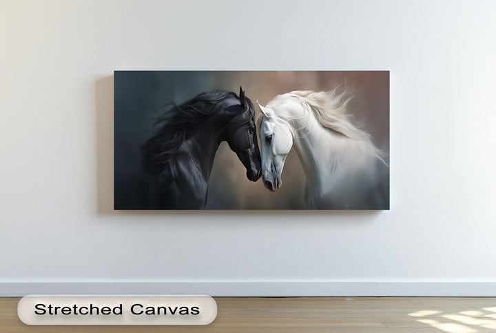 Unity of Opposites – Black and White Horses Canvas Print