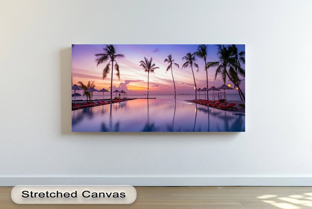 Sunset Over Infinity Pool - Landscape Canvas Print