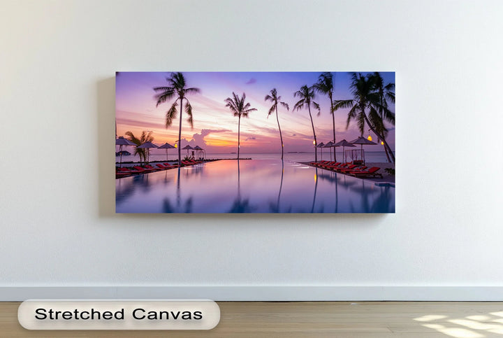 Sunset Over Infinity Pool - Landscape Canvas Print