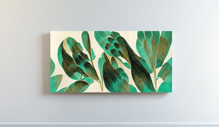 Tropical Motion – Teal and Olive Leaf Abstract Canvas Print - MyPhotoStation