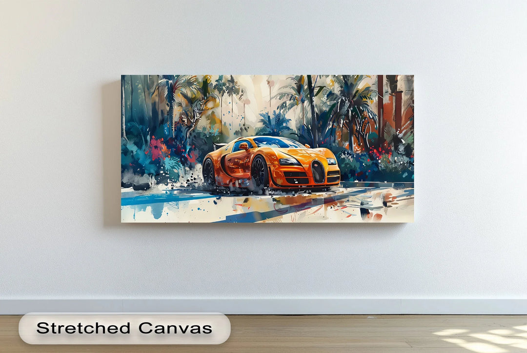 Tropical Pursuit – Orange Hypercar Jungle Escape Car Canvas Print