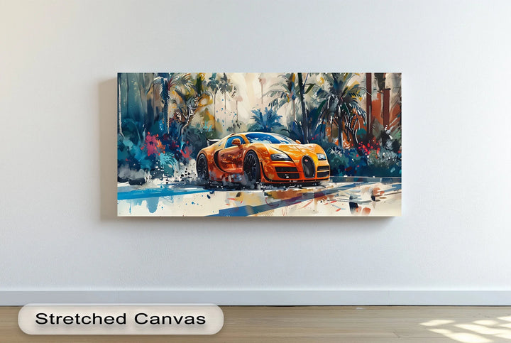 Tropical Pursuit – Orange Hypercar Jungle Escape Car Canvas Print