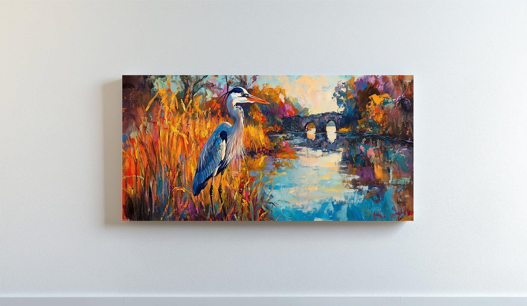 Colorburst River Heron – Abstract Landscape Canvas Print - MyPhotoStation