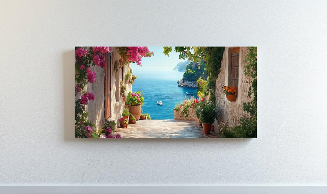 Sun-Kissed Mediterranean Coast – Colorful Village Seaside Canvas Print - MyPhotoStation