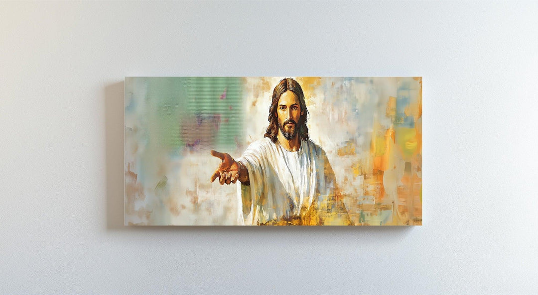 This emotional Christian wall art evokes comfort, faith, and invitation.


