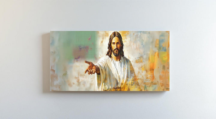 This emotional Christian wall art evokes comfort, faith, and invitation.


