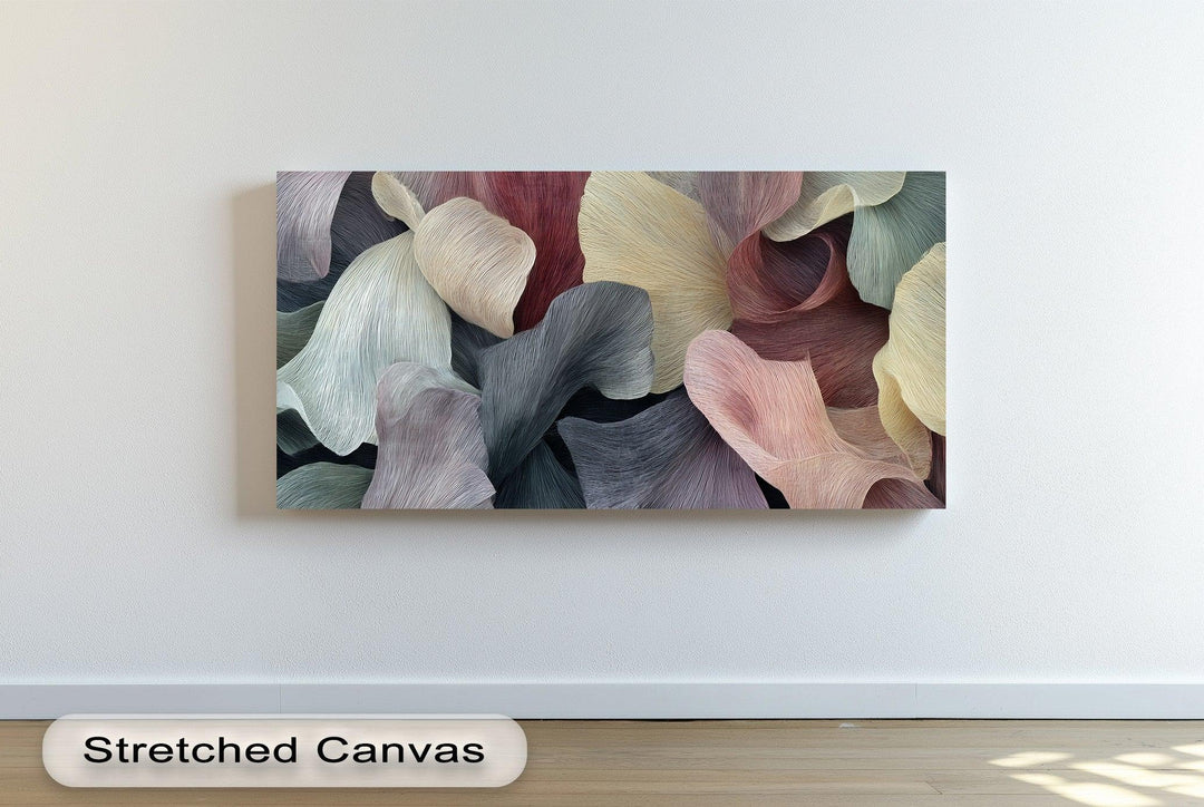 Contemporary abstract canvas print with botanical forms and natural movement

