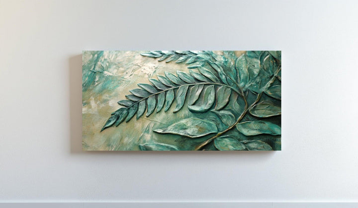Textured Emerald Fern – Botanical Relief Green Canvas Print - MyPhotoStation