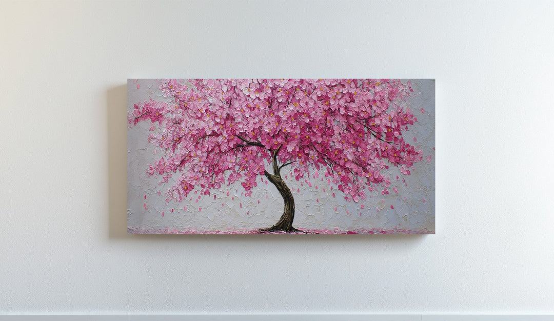 Textured Blossoms – Pink Flowering Tree Canvas Print