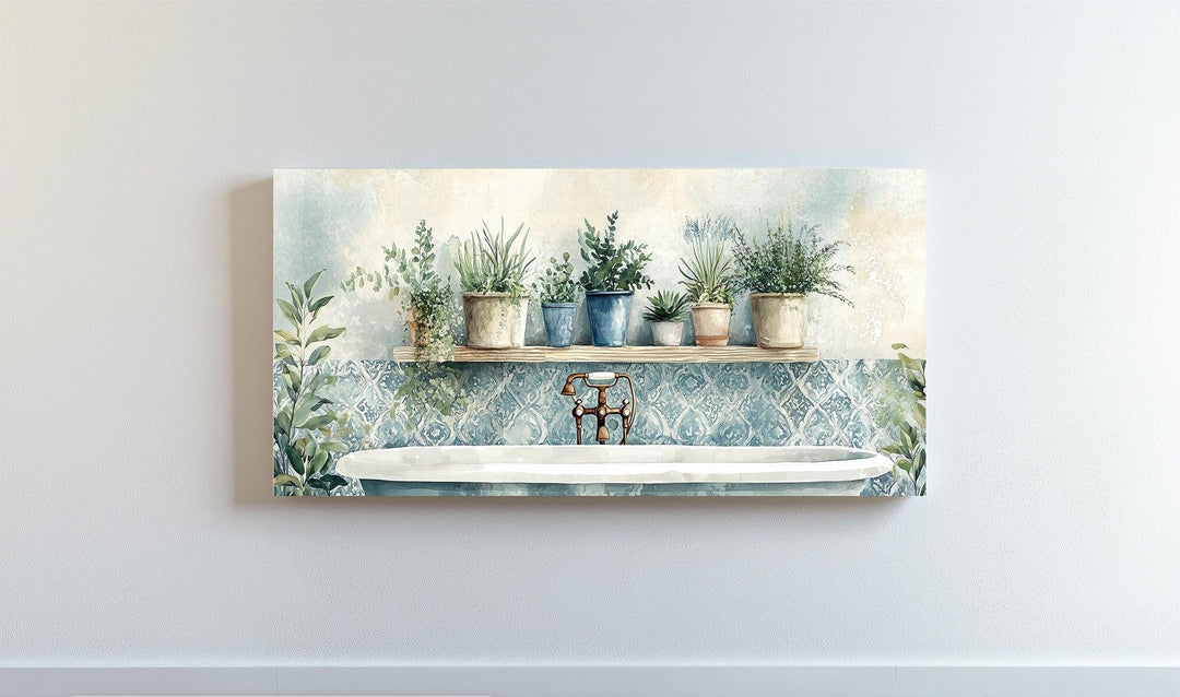 Rustic elegance meets plant serenity in this vintage tub wall decor.

