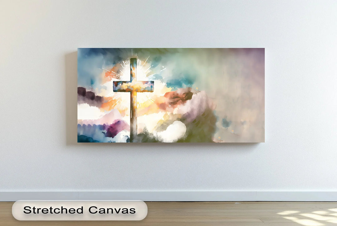 Radiant Cross – Watercolor Christian Canvas Print