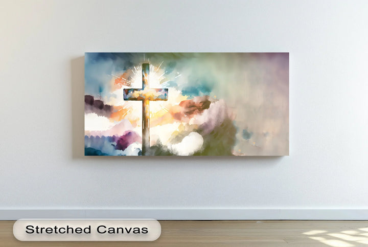 Radiant Cross – Watercolor Christian Canvas Print