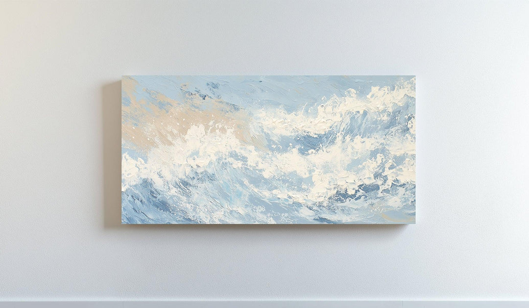Coastal Drift – Cream and Blue Abstract Ocean Canvas Print - MyPhotoStation