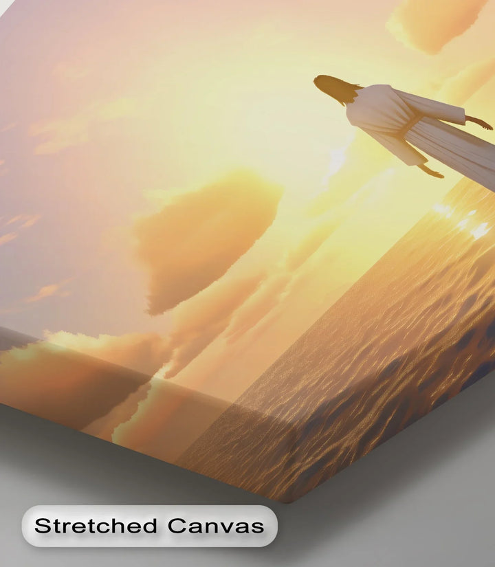 Divine Horizon – Jesus at Sunset Over the Sea Canvas Print - MyPhotoStation