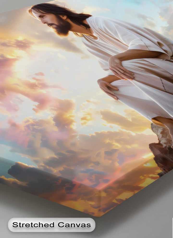 Heavenly Reflection – Jesus Under Glorious Skies Canvas Print
