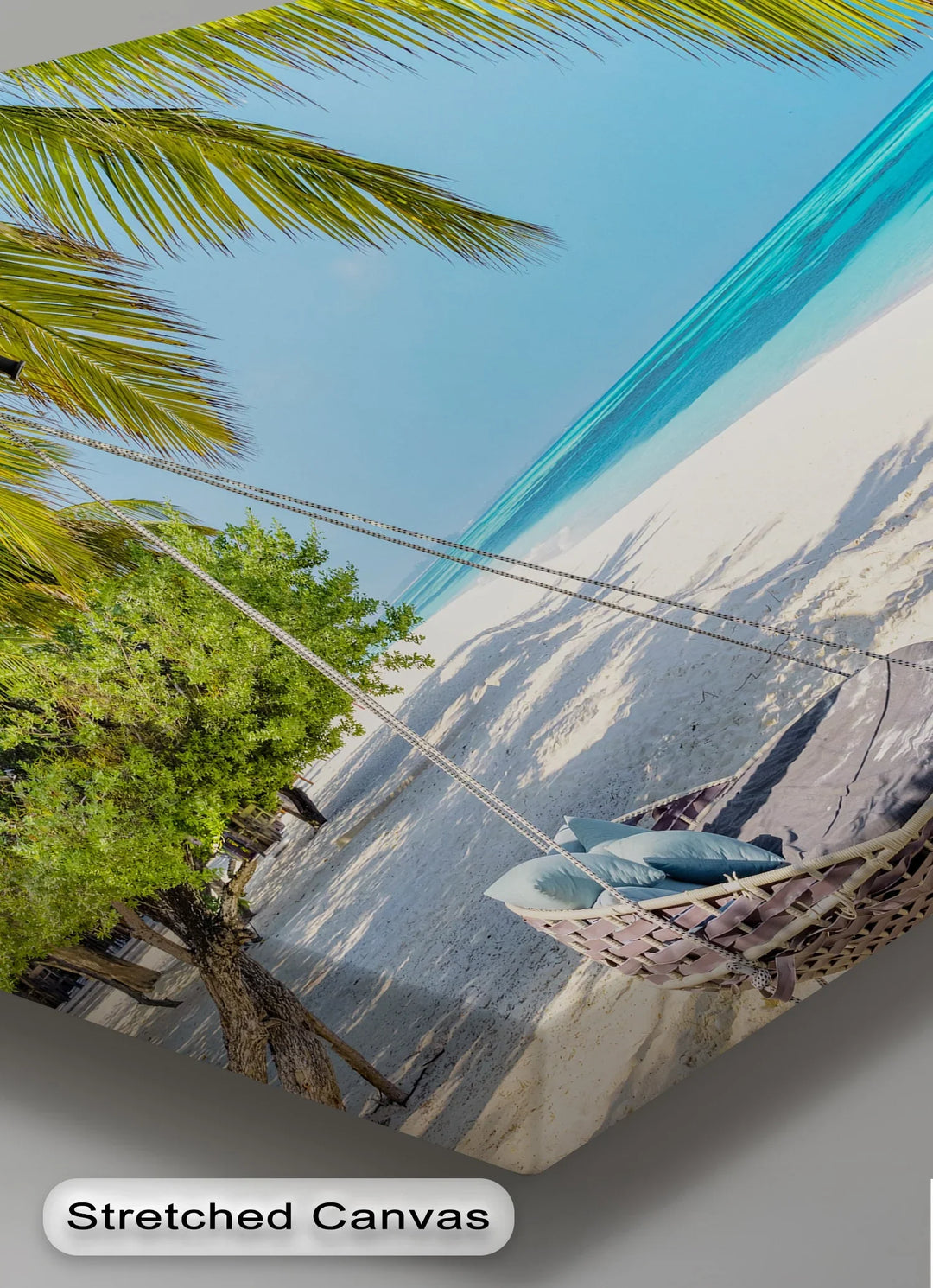 Hammock on a White Sand Beach - Landscape Canvas Print