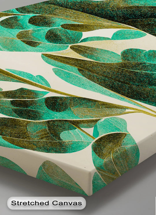 Tropical Motion – Teal and Olive Leaf Abstract Canvas Print - MyPhotoStation