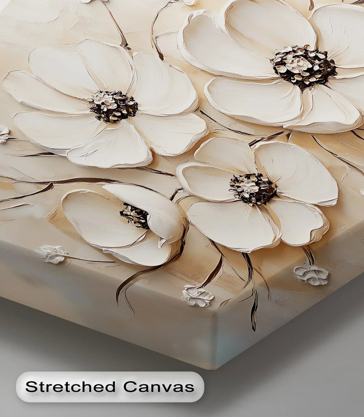 Ethereal Blossoms – Elegant White Floral Canvas Print - MyPhotoStation