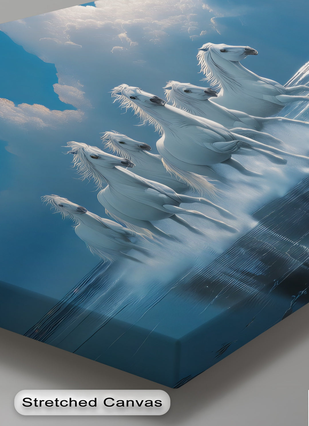 White Horses Racing Under a Full Moon - Horse Canvas Print