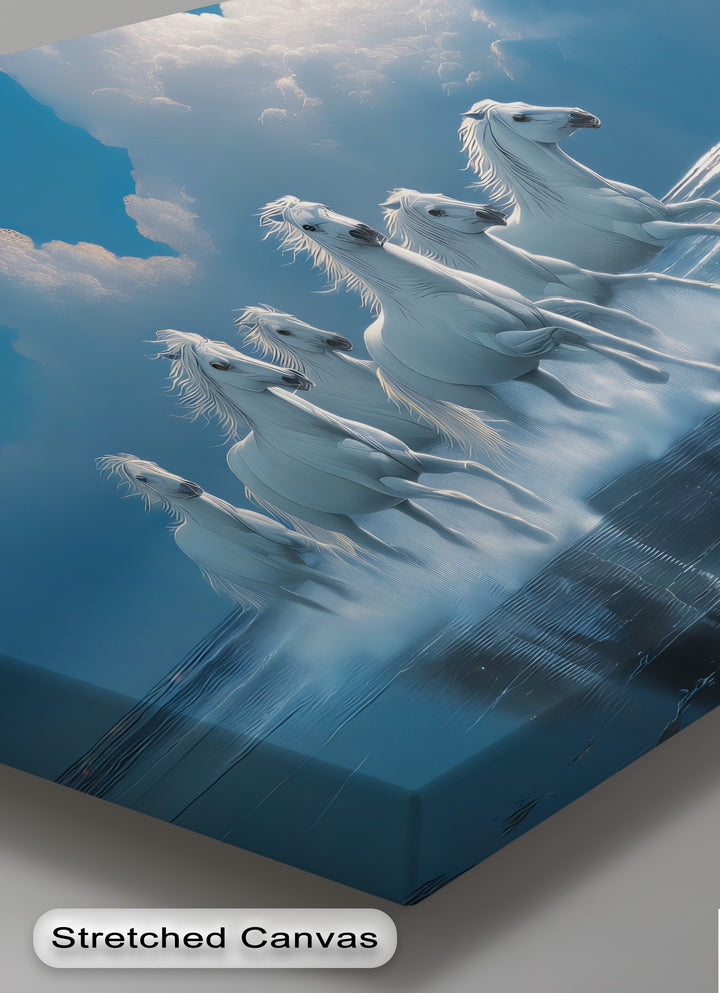 White Horses Racing Under a Full Moon - Horse Canvas Print