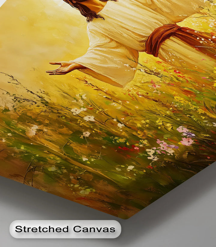 Risen in Glory – Jesus in Blooming Field Canvas Print - MyPhotoStation