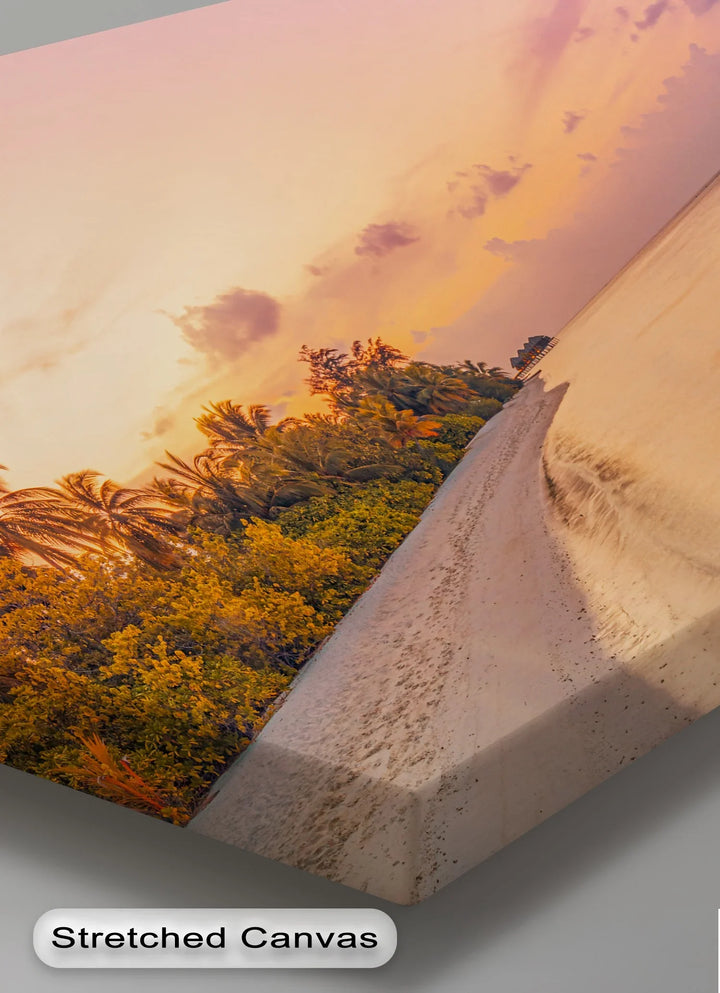 Pink Sky Beach Scene - Landscape Canvas Print