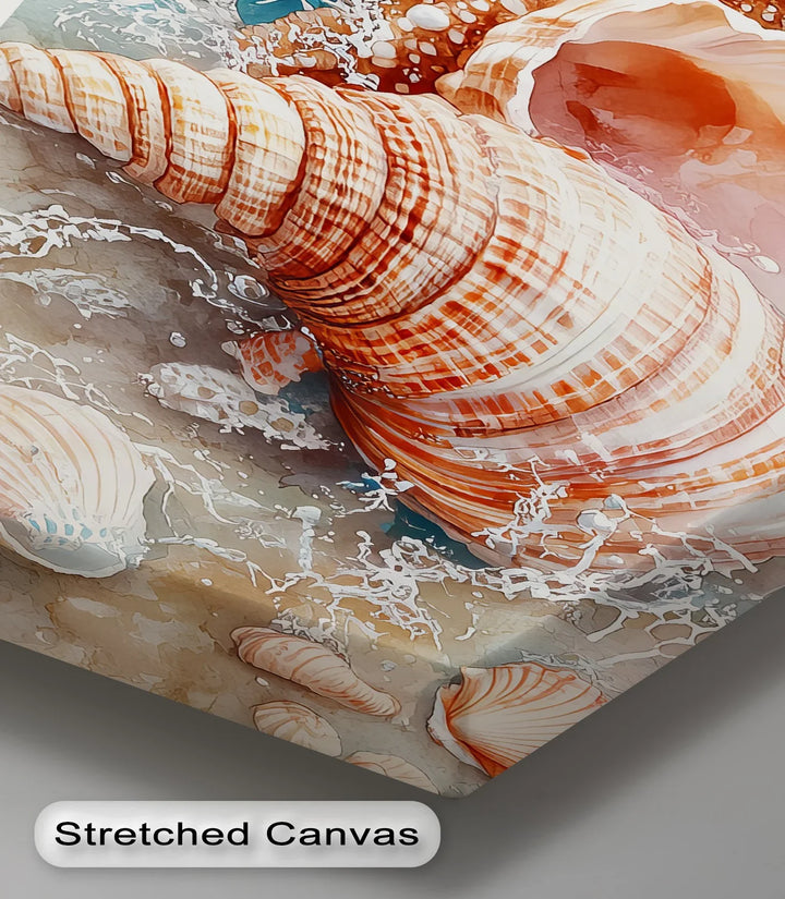 Ocean Treasures – Seashells and Starfish Coastal Canvas Print - MyPhotoStation