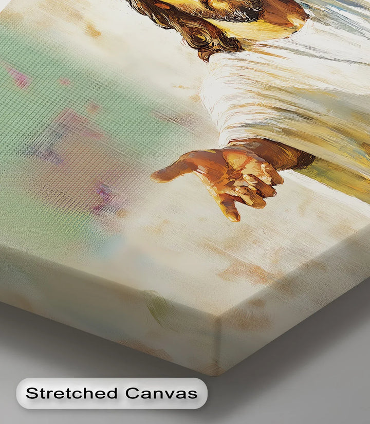 Bring spiritual warmth to your home with this open-armed canvas print of Jesus.

