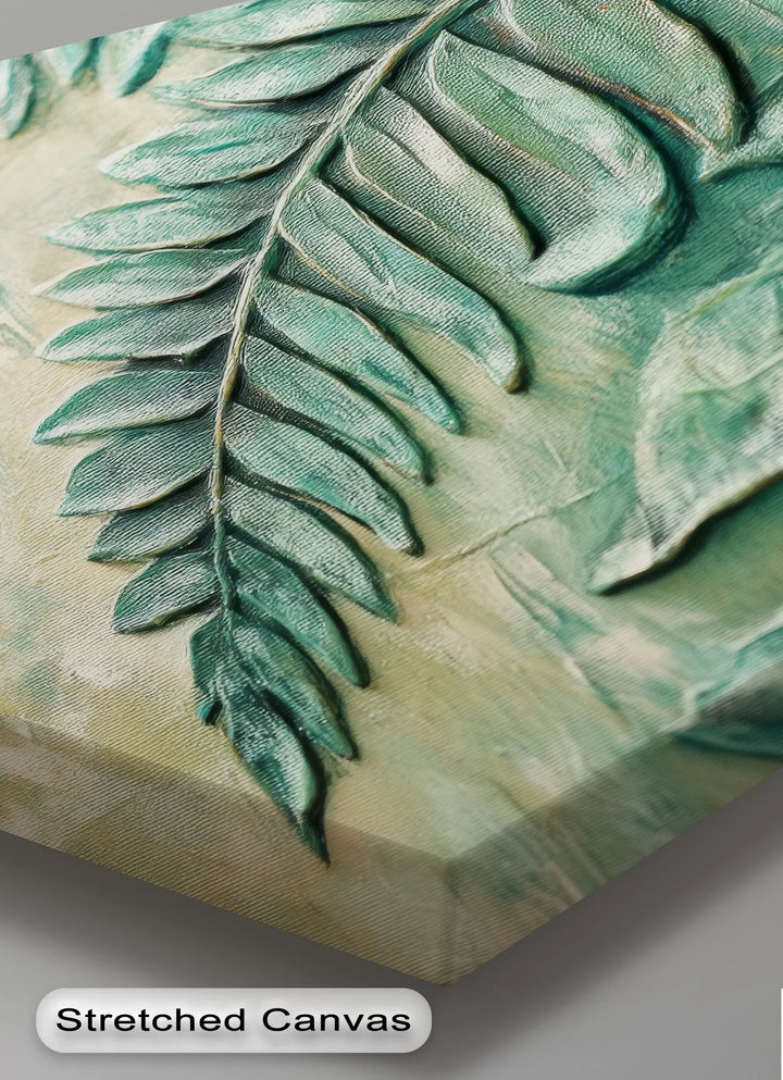 Textured Emerald Fern – Botanical Relief Green Canvas Print - MyPhotoStation